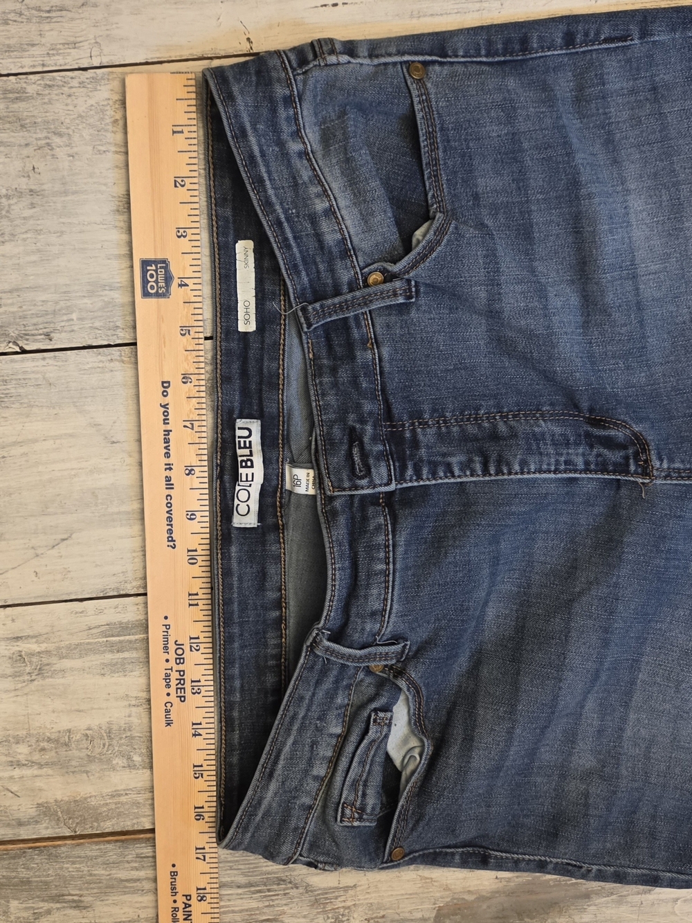 Code Bleu Women's Medium Blue High-Rise SOHO Skinny Jeans sz 16 Petit - Picture 5 of 6